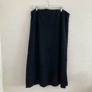 Eileen Fisher 100% Merino Wool Maxi Skirt Black Minimalist Quiet Luxury Size XL